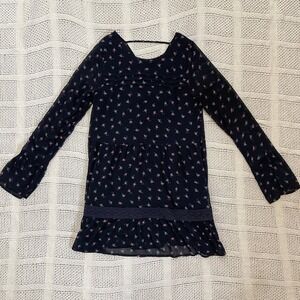 Abercrombie Kids Girls Navy Blue Floral Long Sleeve Babydoll Dress Size 13/14
